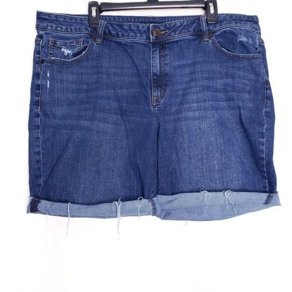 Lane Bryant Denim Bermuda Distressed Stretch Jean Shorts Women's Plus Size 22 - Picture 1 of 9